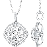 Rosec Jewels Certified 2 Carat Moissanite Designer Necklace With Silver Chain, D-Vs1 Quality - Gift For Special Occasions