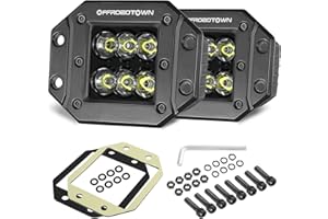 Flush Mount LED Pods, OFFROADTOWN 5'' 12,000LM CREE LED Driving Lights Reverse Backup Flush Light Bar Off Road Lights Work Li