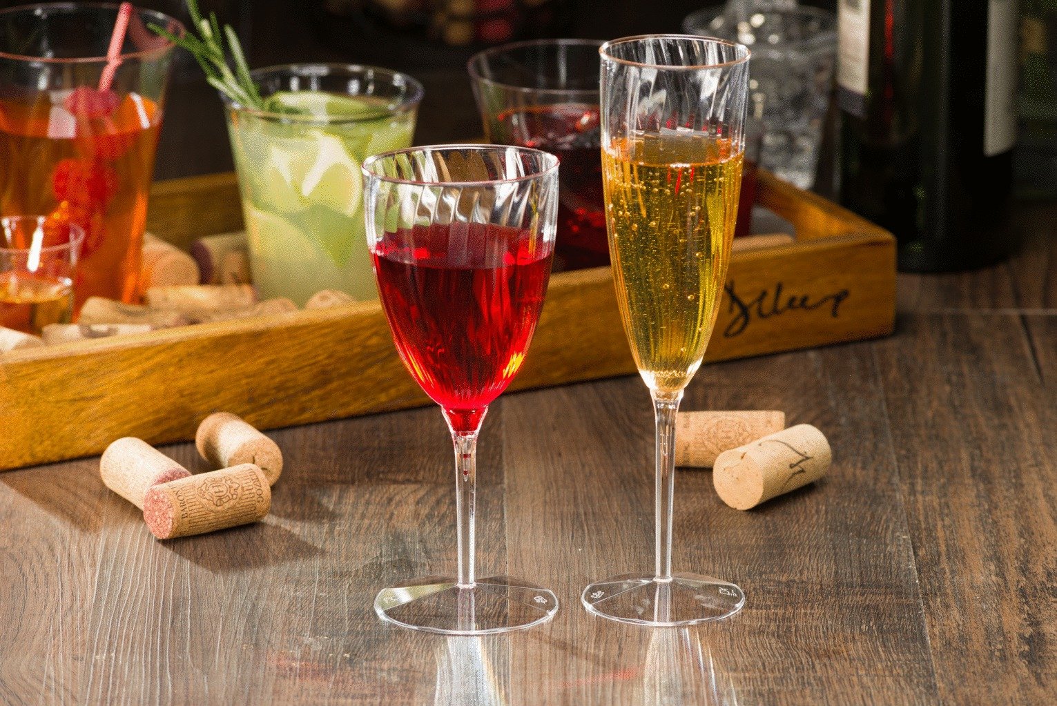 Lillian Tablesettings Premium Wine Glasses, Disposable Plastic Cups, 1 Piece, Value Pack-96 Count Champagne, 8 Oz.