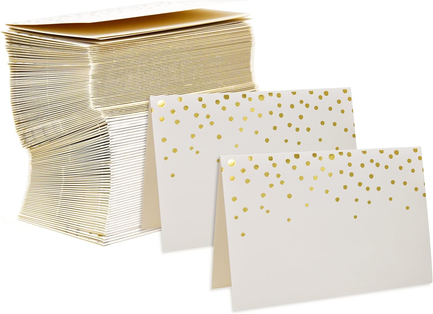 50 Gold Foil Dots Place Cards for Weddings Party Event Dinner Buffet Table Setting Name Placecards 2.5” x 3.75” Gold Foil Dotted Tent Cards: Office Products