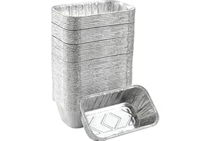 Waytiffer 100 Pack 1Lb mini Loaf Pans Heavy Duty Disposable Aluminum Foil Bread Tins Standard Size - 6" X 3.5" X 2.5" Oven Safe Sturdy Small Bread Tin Pans-1 Pound Loaf Pans