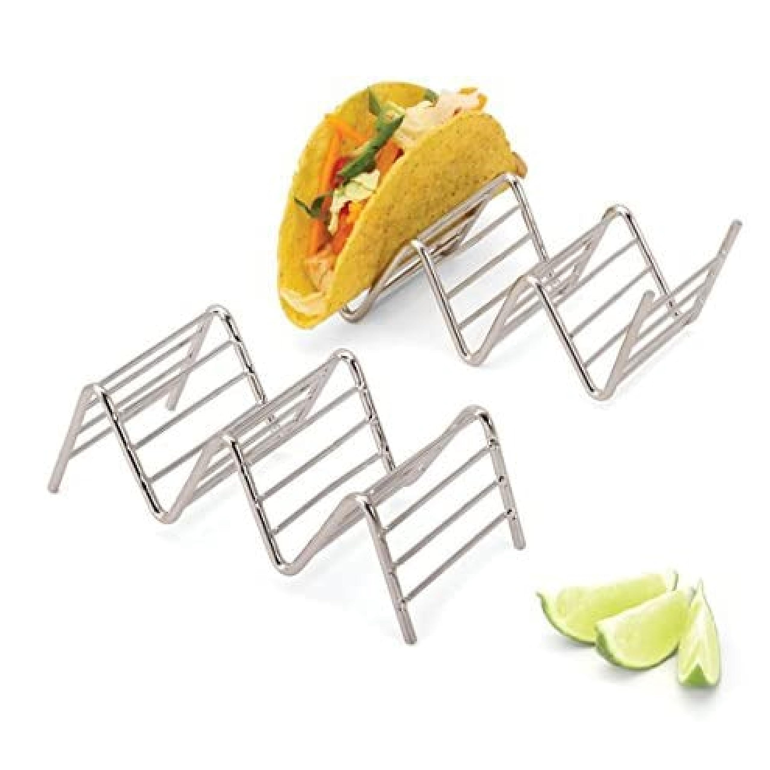 Photo 1 of Taco Holders Set of 2 Premium Stainless Steel Stackable Stands, Each Rack Holds 2 or 3 Hard or Soft Tacos, Five Styles Available By 2lbDepot