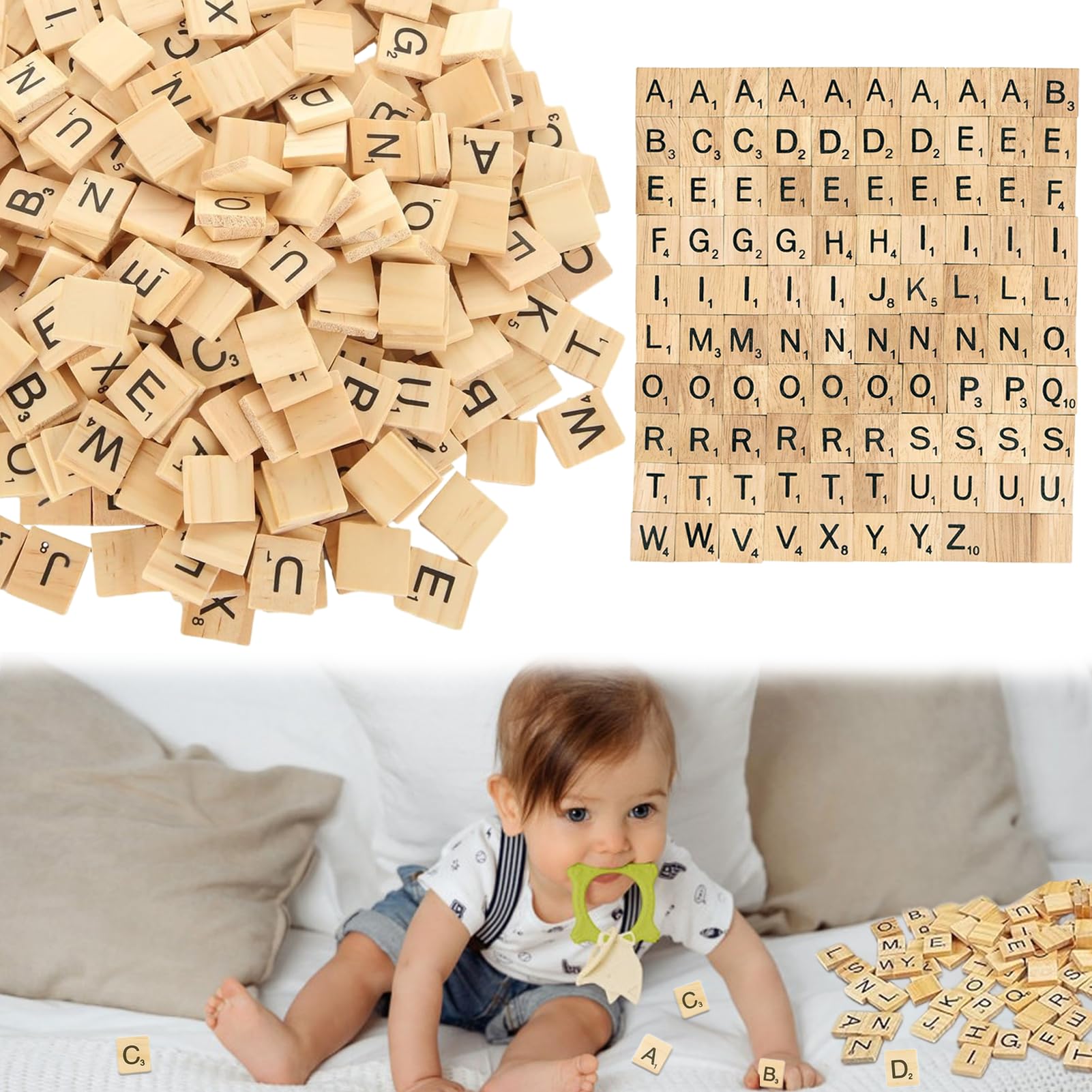 Wooden Letters for Crafts,200PCS Scrabble Letters for Crafts Scrabble Letters for Crafts,Recognition Block Early Childhood Education Wood Gift Decoration Making Wooden Alphabet Letters,Travel Scrabble