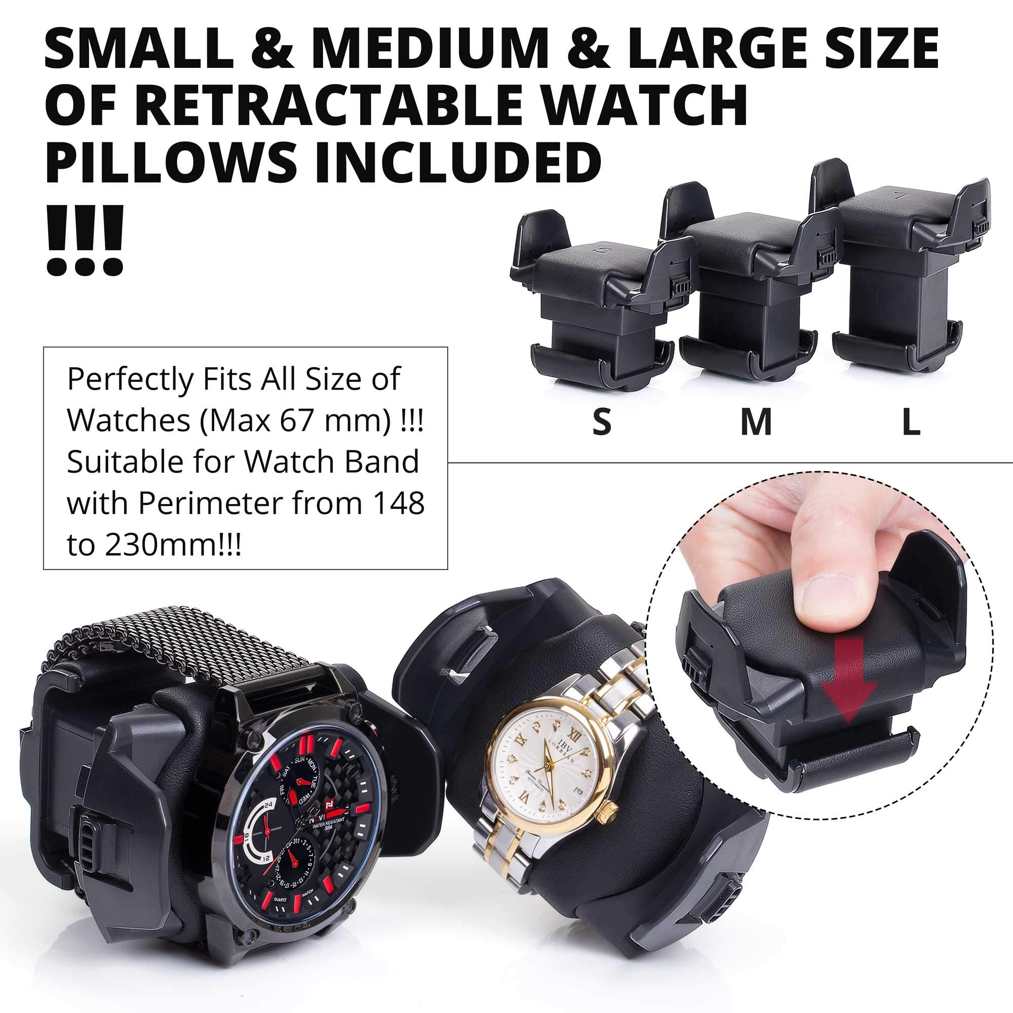 JINS&VICO Watch Winder for Automatic Watches, Carbon Fibre Shell with High-Gloss Lacquer, Upgraded Adjustable Watch Pillows Fit for Universal Lady and Men's Watch, Built-in Illumination