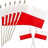 WEITBF 12Pcs 8×12 Inch Poland Flags Small Polish Flags on Stick Mini Handheld Flag Outdoor Decorations