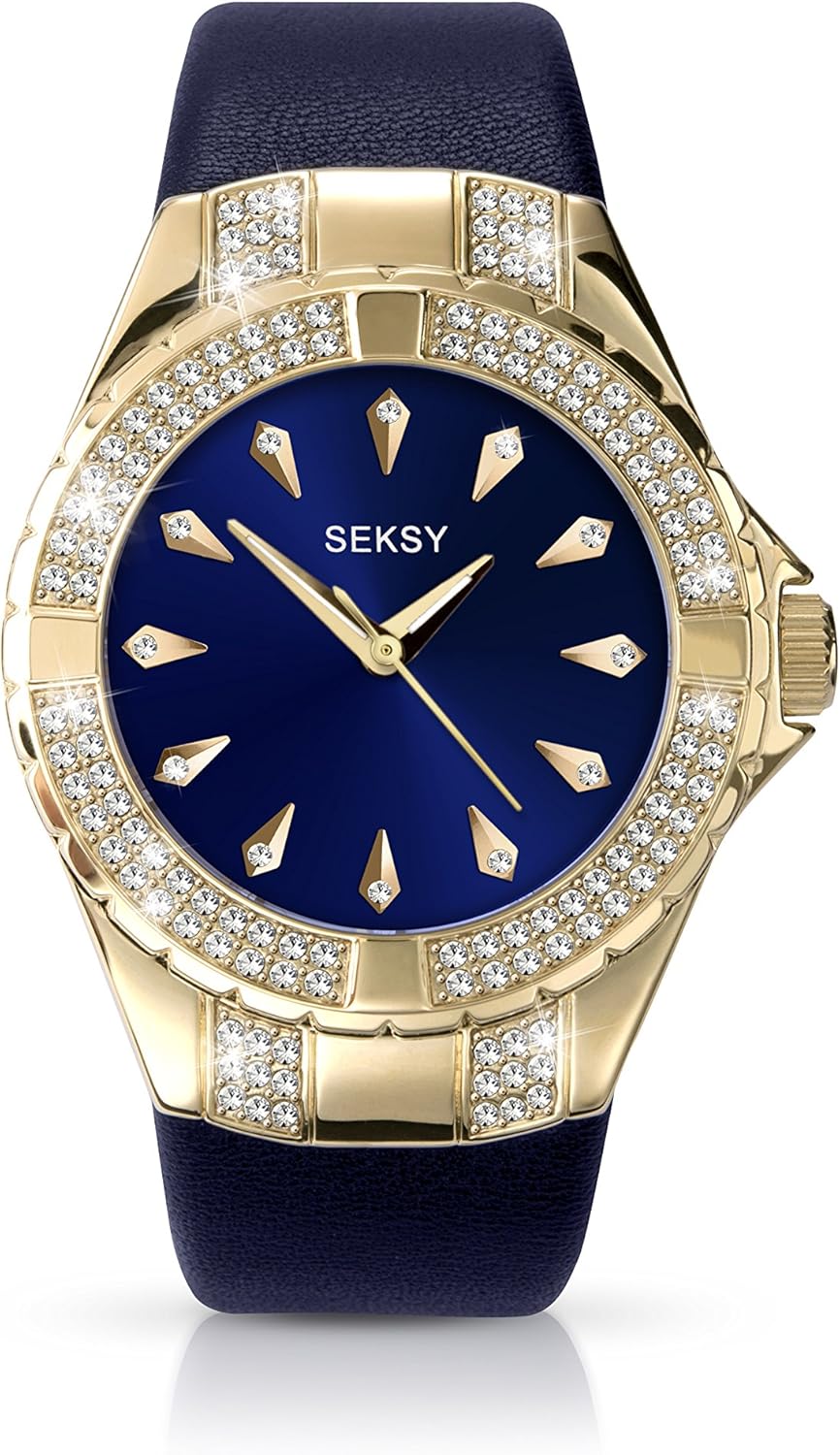 Sekonda Seksy Damen Armbanduhr 2267, Leder, blaues Zifferblatt Amazon