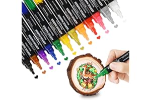 MANMANYUANQI 12 Colors Acrylic Paint Pens , Medium Tip for Rock Painting , Canvas, Tires, Wood, Metal, Plastic,Fabric, Glass, Ceramics, DIY Craft Making，Quick Drying Waterborne Permanent Markers Pen Set