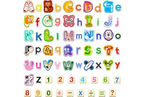 HAIRUNFU Toddler Refrigerator Magnets, Animal Alphabet Fridge Magnets for Kids, 26 Adorable Animals, Lowercase Alphabet, Numbers 0-9, Essential Math Symbols, Fun Educational Gift for Preschool Learning