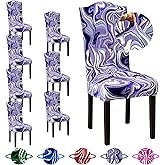 Sufdari Dining Room Chair Covers Set of 8, Candy Purple Chair Covers for Dining Chairs, Non-Slip Spandex Kitchen Parsons Chai