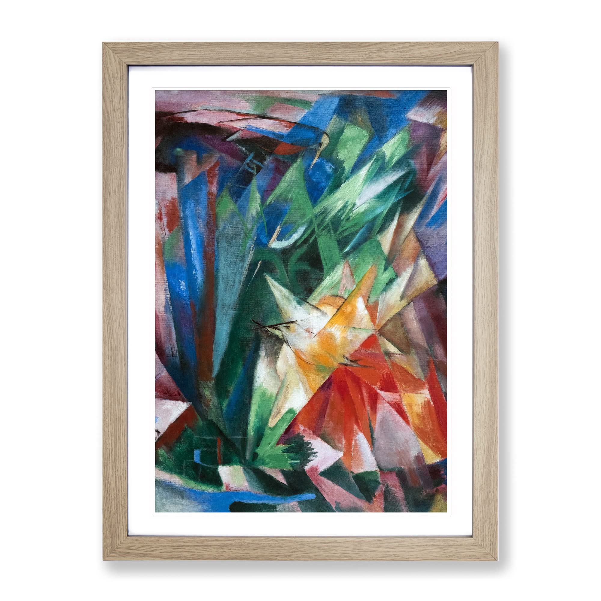 Birds By Franz Marc Classic Painting Framed Wall Art Print, Ready to Hang Picture for Living Room Bedroom Home Office Décor, Oak A3 (34 x 46 cm)