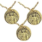 Needzo Saint Michael Devotional Necklace with Quis Ut Deus Inscription, ¾ Inch Pendant