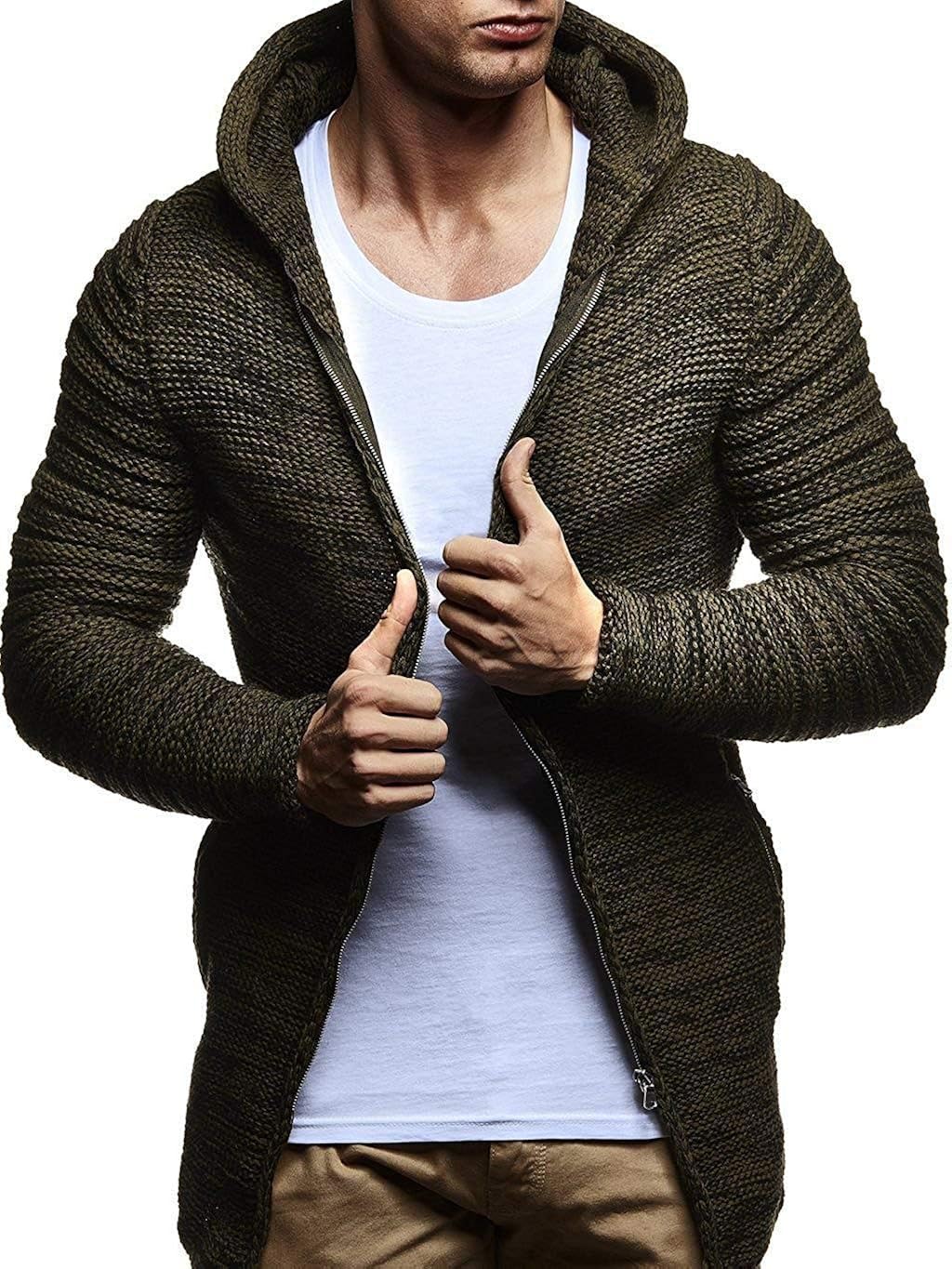 MODFUL Herren Cardigan Mit Kapuze - Warme Strickjacke Mit Reißverschluss