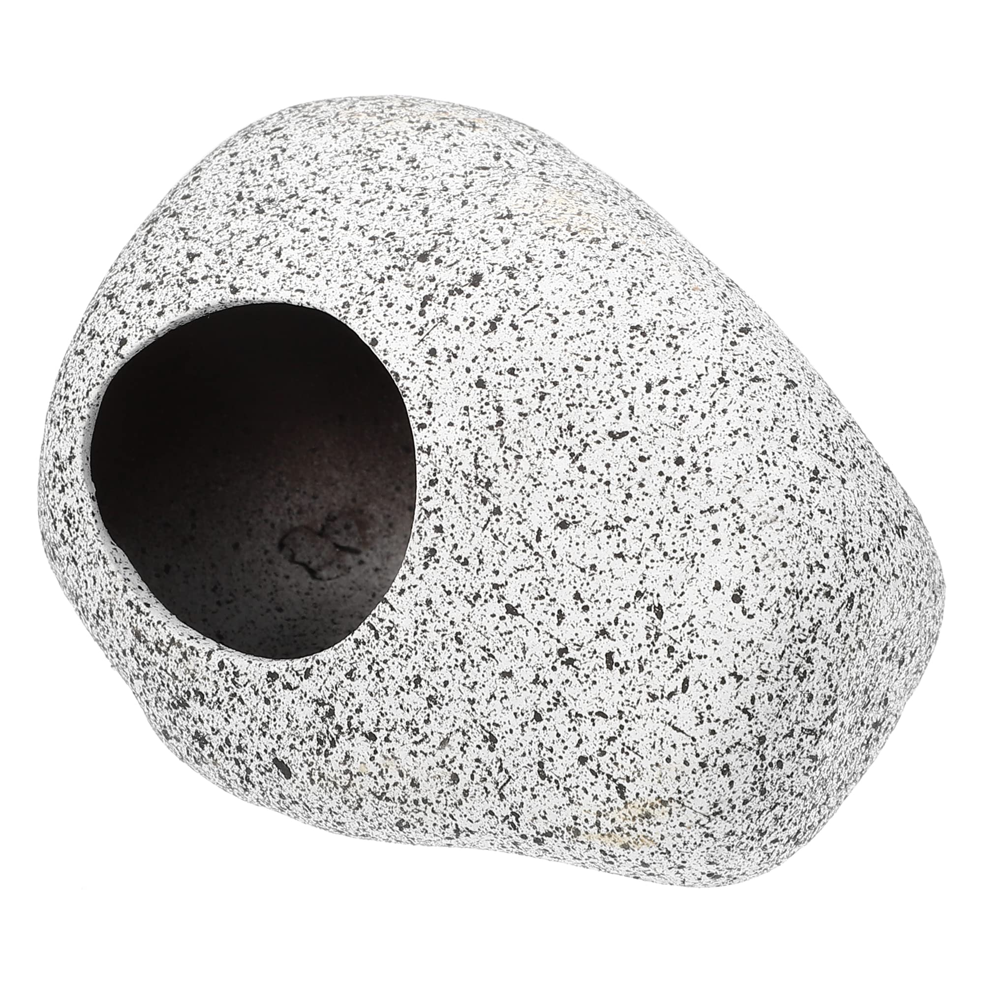 VOCOSTE 3.39x2.68x2.32 Inches Aquarium Hideaway Rock Cave, Ceramic Fish Tank Decoration Stone for Aquatic Pets to Breed Play Rest, Gray