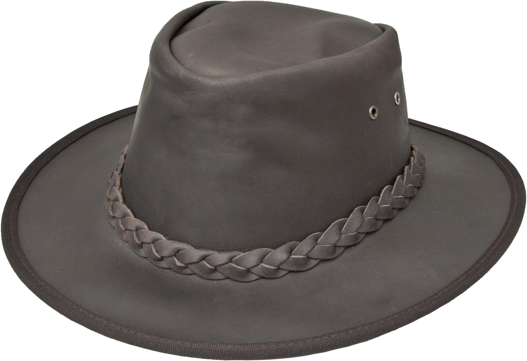 Wombat Ridge Hill Oiled Leather Crushable Leather Bush Hat Men's Women's Medium Brown