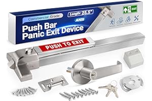 HAWAMINENT 304 Stainless Steel Panic Bars for Emergency Exit Doors - 25.5” Commercial Door Push Bar Panic Exit Device with Exterior Lever Handle, Heavy-Duty Panic Door Hardware for 26”-41”Wooden/Metal Doors