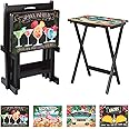 Cape Craftsmen Classic TV Trays Table | Set of 4 | Rectangular Folding Couch Trays | Easy Storage Decorative Portabe Serving Tables for Home Activities (Beach Vacation)
