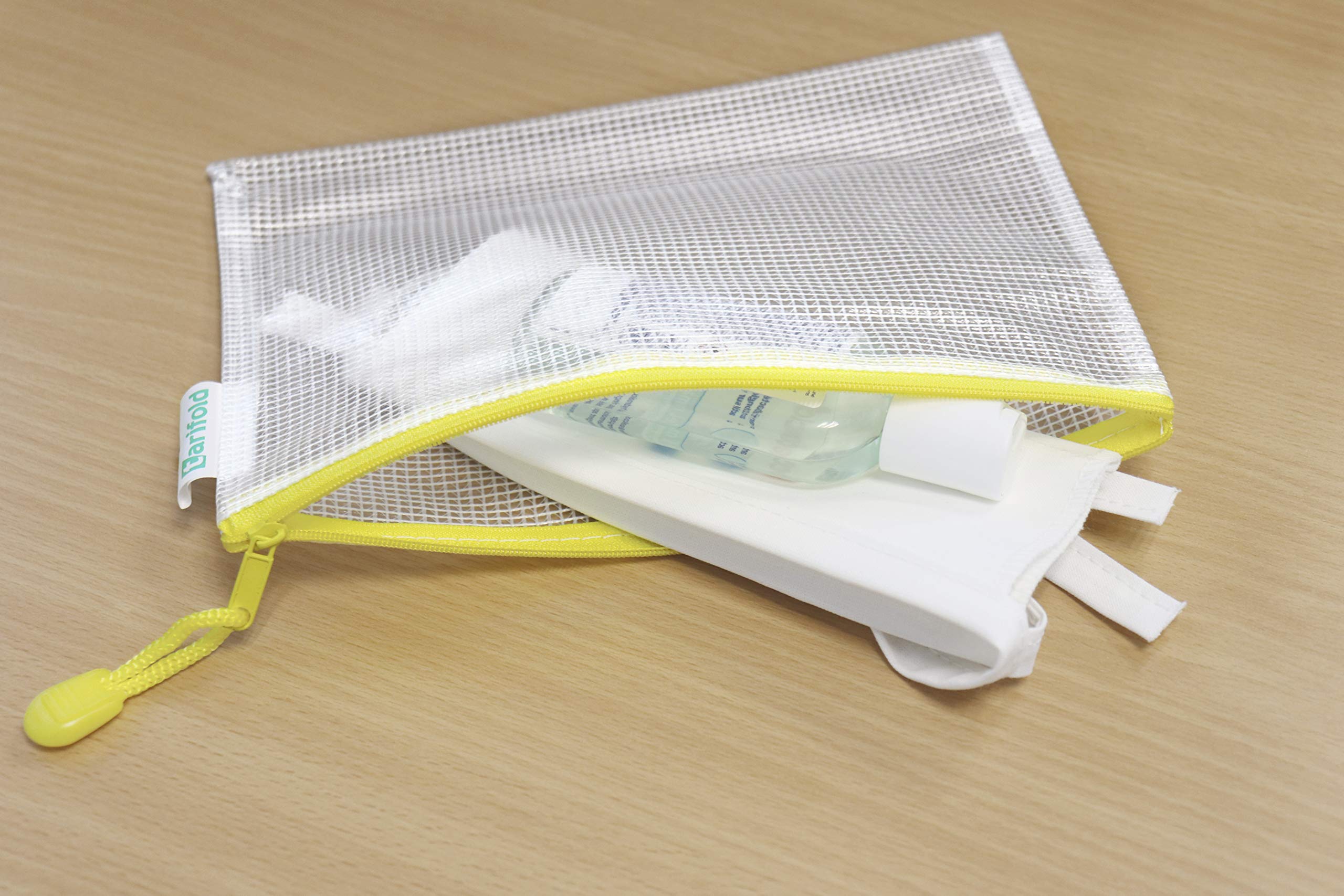 Tarifold Fr 509024 Pack of 8 Zip-Up Plastic A5 Document Folders for Offices, Travel, School, Home, Yellow