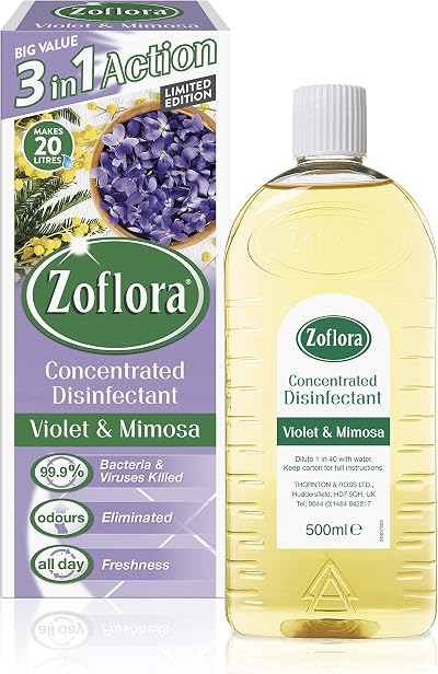 Zoflora Violet and Mimosa 500ml Disinfectant 3-in-1 Kills 99.9%