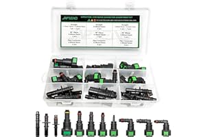 Japtend Fuel Line Repair Kit, 30pcs Fuel Line Quick Connector Assortment Kit 11 Size Hose Release Connect Straight Elbow Pipe Connector Fittings SAE 6.3mm to 11.8mm