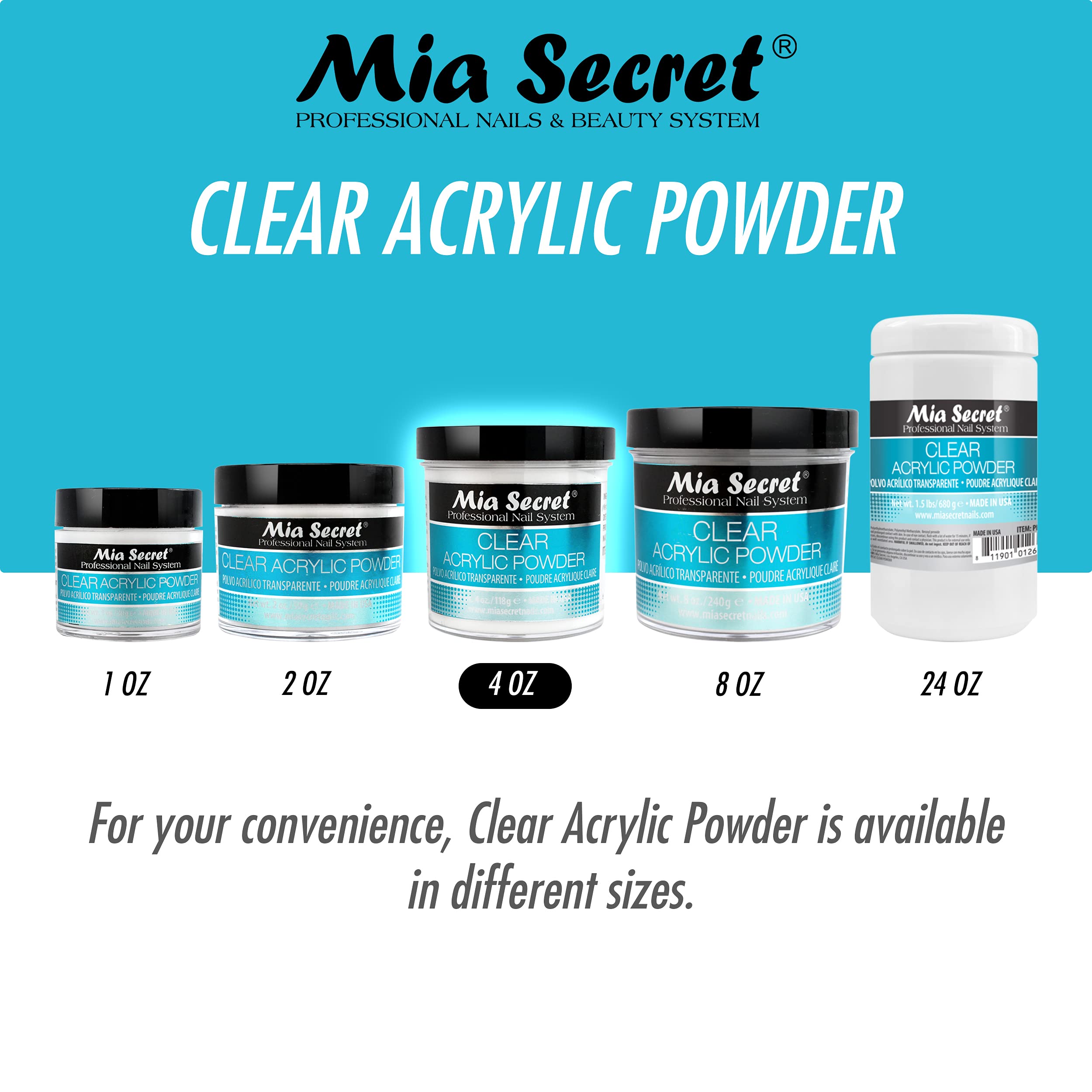 Mia Secret Clear Acrylic Powder (4oz) - Image 5