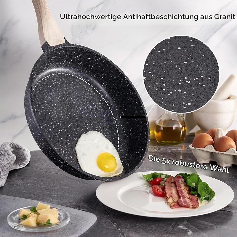 JUST PERFECTO Topf und Pfannenset Induktion - Pfannenset mit deckel - Induktions Töpfe Set - Töpfe und pfannen set ohne PTFE und PFOA - Kochtopfset induktion Aluminium mit Antihaftbeschichtung 15 pcs