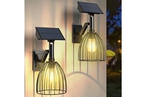 Collasis Solar Wall Lanterns Outdoor 2 Pack, Dusk to Dawn Mount Wall Sconce, Anti-Rust IP65 Waterproof Exterior Led Lights Fixture,Curved Design Decorative for Garden Yard,Patio Fence
