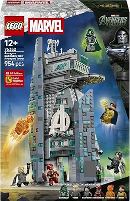 | Marvel New Avengers Avengers Tower Avengers: Doomsday – Conjunto de Super-Heróis de Brincar com 6 Minifiguras, incluindo Doutor Doom e Bucky Barnes – Presente para Fãs de Crianças e Adolescentes 12+ Anos – 76352