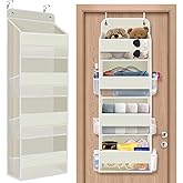 SpaceHacks 1 Pack Over The Door Organizer, Hanging Storage Organizer with Clear Window, 40lb Ultra Sturdy Large Capacity Room Organizer for Pantry Bathroom Nursery Closet Baby Essential (Beige)