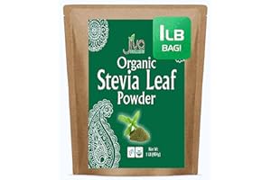 Jiva Organics Natural Unprocessed Stevia Leaf Powder 1 Pound Bulk Kraft Bag - Product of India - Green Color, Original Stevia Leaf Ground with no additives