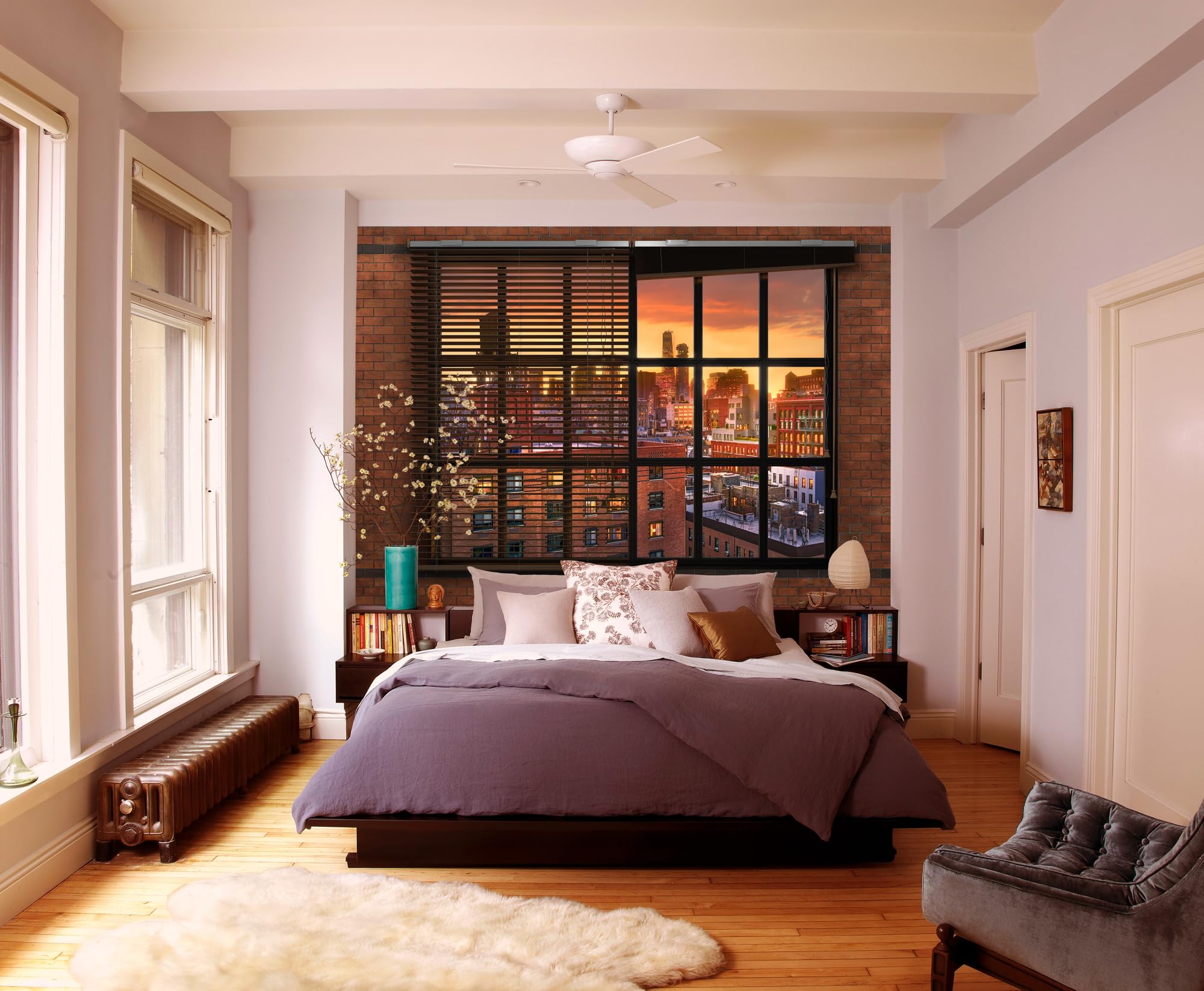 Komar Photo Wallpaper 8 TXS-882 Paper Brooklyn Brick Size: 368 x 254 cm (W x H), 8 Pieces, and Paste, Made in Germany, Bunt