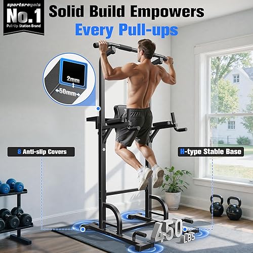 Sportsroyals Power Tower Dip Station Pull Up Bar for Home Gym