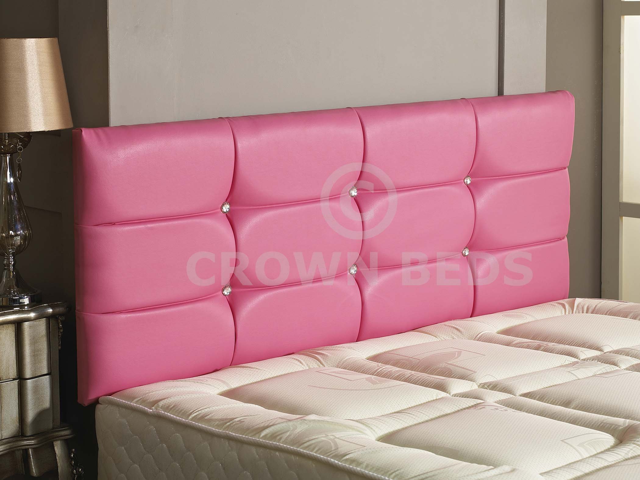 DELUXE FAUX LEATHER HEADBOARD IN 2ft6,3ft,4ft 4ft6,5ft,6ft (Pink 4ft (Small Double)
