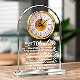 Ornalrist Happy 70th Birthday Glass Clock Gifts for Women, Men - 70 Year Old Birthday Keepsake for Mom, Dad, Parents Home Decor (8.3'' Gift Boxed)