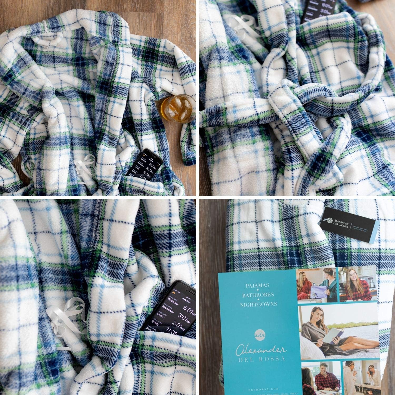 Alexander Del Rossa Men's Warm Flannel Fleece Robe with Hood, Big and Tall Bathrobe at  Men’s Clothing store