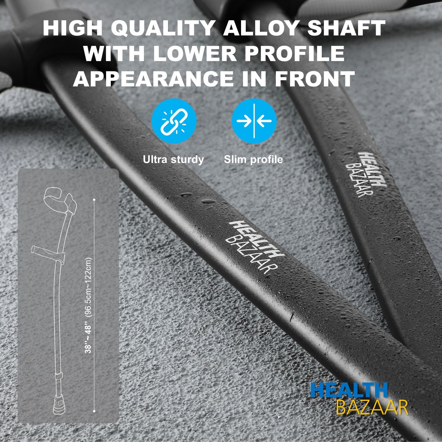Forearm Crutches for Adults, Fashionable Elbow Crutches with Ergonomic Handgrips - Stepless Adjustable Height - All Terrain Tip & Slip-Resistant Base - Magnetic Grip