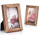 Emfogo 4x6 Picture Frame Photo Display for Tabletop Display Wall Mount Solid Wood High Definition Glass Photo Frame Pack of 2