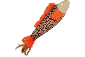 SmartyKat Instincts HappyNip Fin Frenzy Fish Kicker Crinkle Plush Cat Toy, Contains Catnip & Silvervine - Orange/Beige, One Size