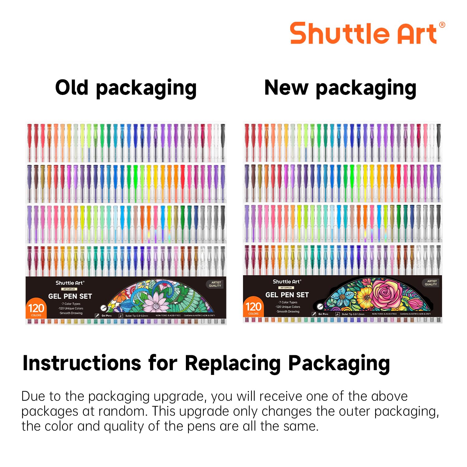 Shuttle Art 120 Unique Colors (No Duplicates) Gel Pens Gel Pen Set for Adult Coloring Books Art Markers