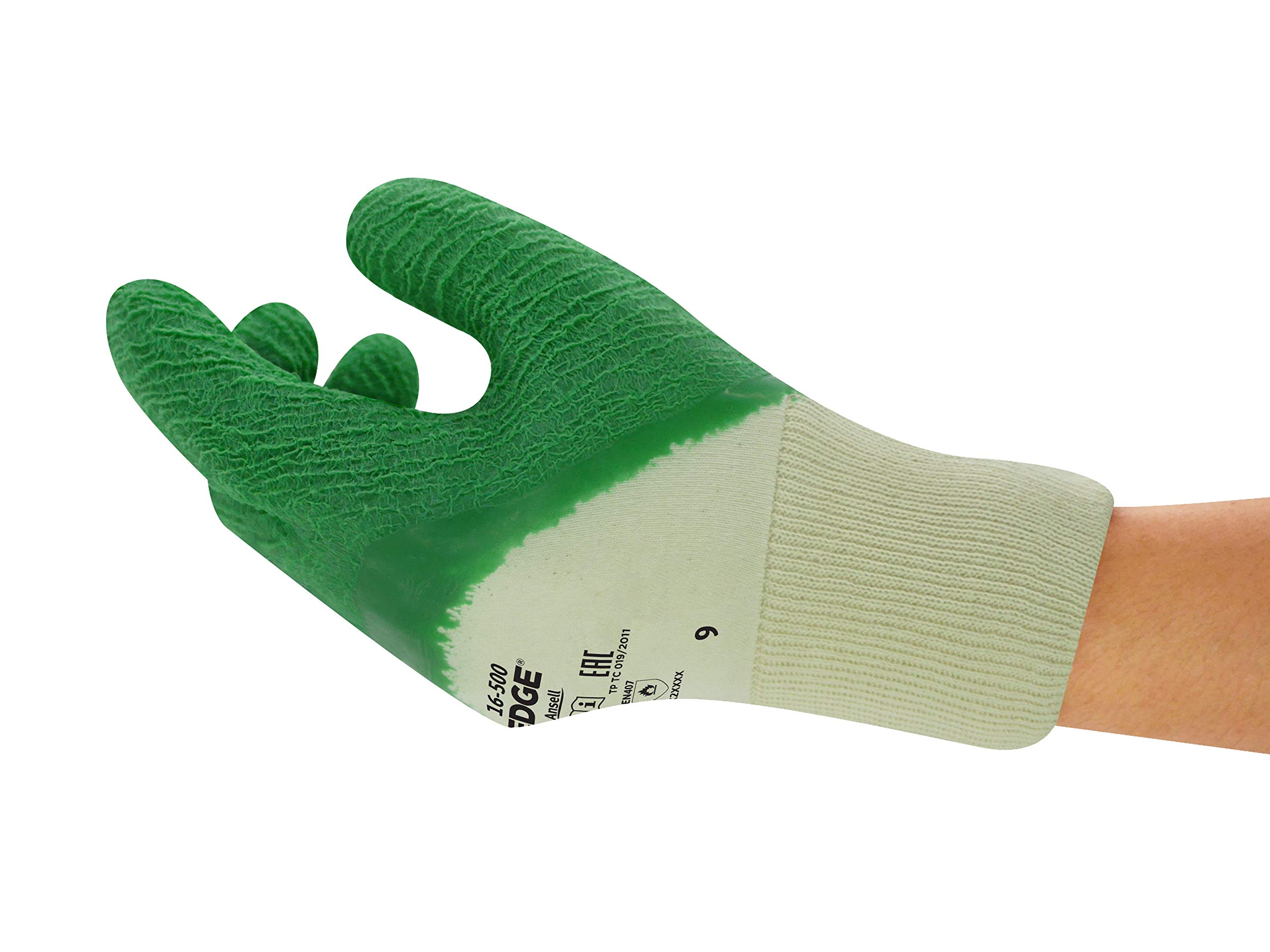 Ansell EDGE 16-500 Multi-Purpose Work Gloves, Mechanical Protection, Gardening, Building, Construction, DIY, Reusable PPE, Men Women, Green, Size XL (12 Pairs)