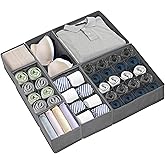 7 Pack Underwear Drawer Organizers, 3 Inches High Foldable Washable PP Board Fabric Sturdy Sock Drawer Dividers for Clothing,