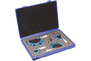 WONDERSUNM 4 Pcs Outside Micrometer Set, Professional Precision Machinist Tool Kit, 0-1"/1-2"/2-3"/3-4" Measuring Range, 0.0001" Graduation, Professional Accuracy for Metalworking & Engineering