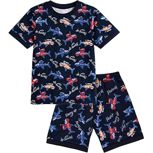 HYCLES Boys Pajamas Short Sleeve Summer PJs Set, Size 2-12 Years