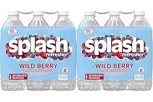 Splash Refresher, Wild Berry Flavor Water Beverage, 16.9 Fl Oz Plastic Bottles (24 Count)