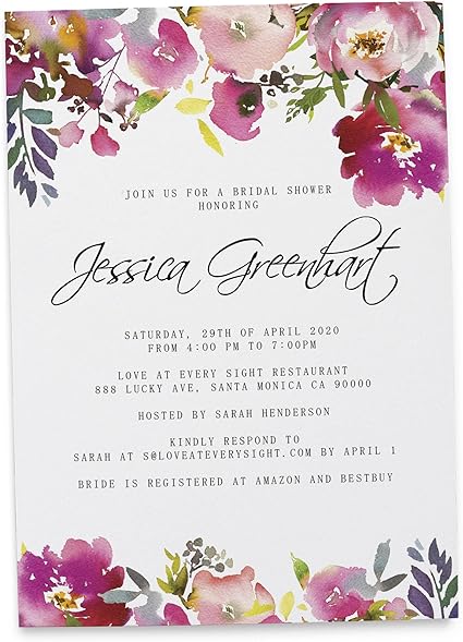Amazon Com Bride To Be Invitation Card Bridal Shower Gift Giving Invitation Bright Flowers Themed Pre Wedding Showering With Gifts Customized 5 X 7 Set Of 20 Health Personal Care