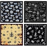 Jetec 4 Pcs Bandana for Men Cotton Squares Headwraps Pirate Skull Scarf Soft Lightweight Neckerchiefs Handkerchief