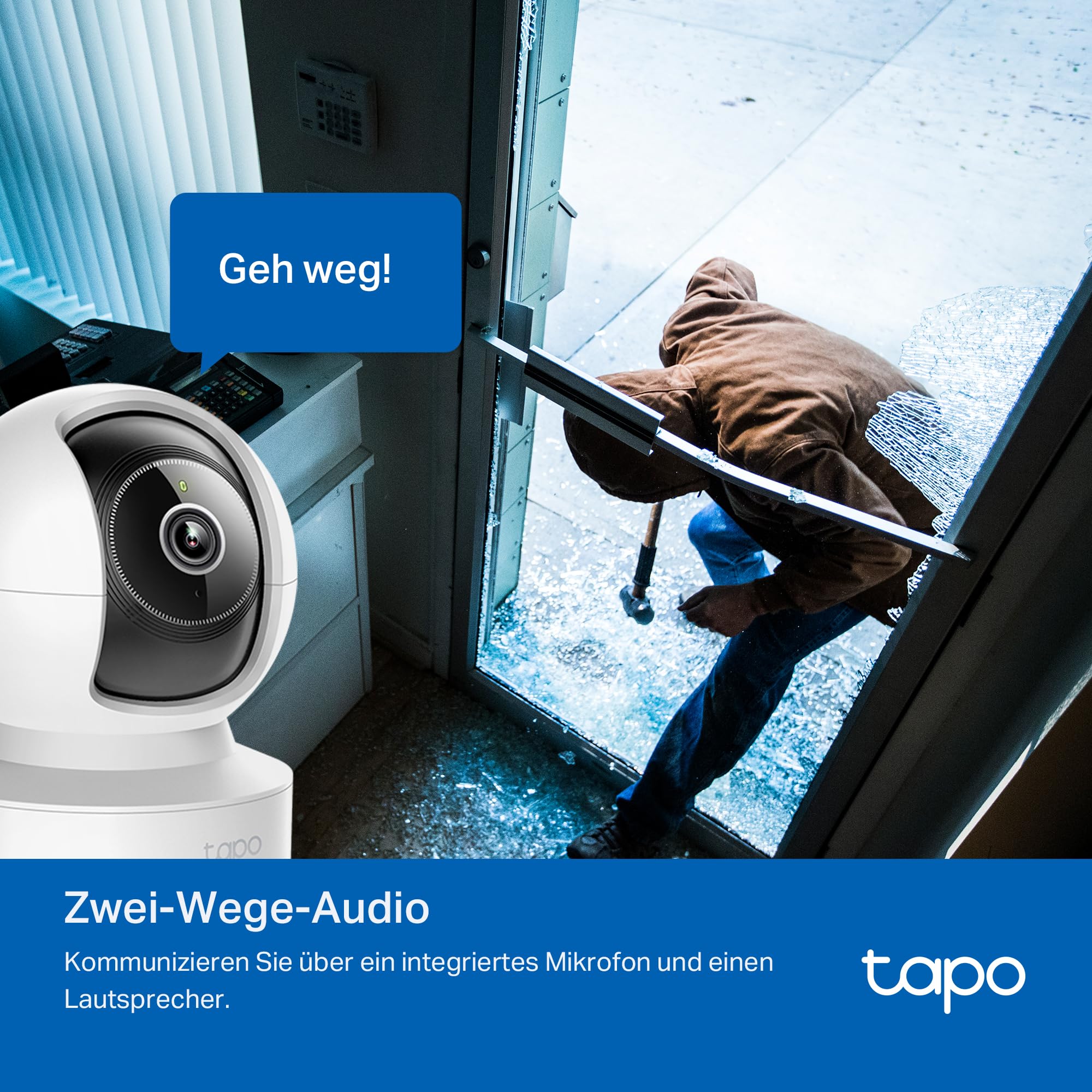 Tapo C232 360° KI-WLAN-Überwachungskamera, Ethernet/WLAN, 3K 5MP, Bewegungsverfolgung, Nachtsicht, Zwei-Wege-Audio, kompatibel mit Alexa und Google Assistant, MicroSD-Karte Bis zu 512 GB 8