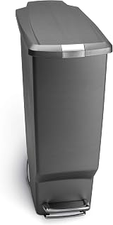 simplehuman 40L Slim Recycling Kitchen Pedal Bin with Lid Lock Silent Soft