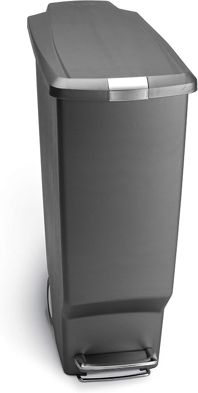 simplehuman 40L Slim Recycling Kitchen Pedal Bin with Lid Lock Silent Soft