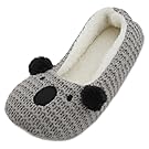 Slumberzzz Ladies Knitted Animal Character Ballet Slippers Grey Koala 5-6 UK