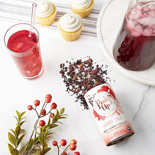 PINKY UP RED BERRY COOLER LOOSE LEAF ICED TEA | ROOIBOS HERBAL TEA BLEND, NATURALLY CALORIE FREE | 3.0 OUNCE TIN, 25 SERVINGS